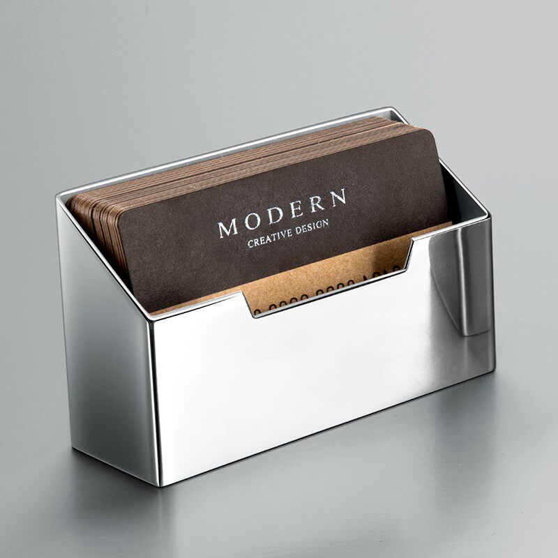 德国MODERN不锈钢名片座创意名片展示架子高档桌面名片盒激光定制