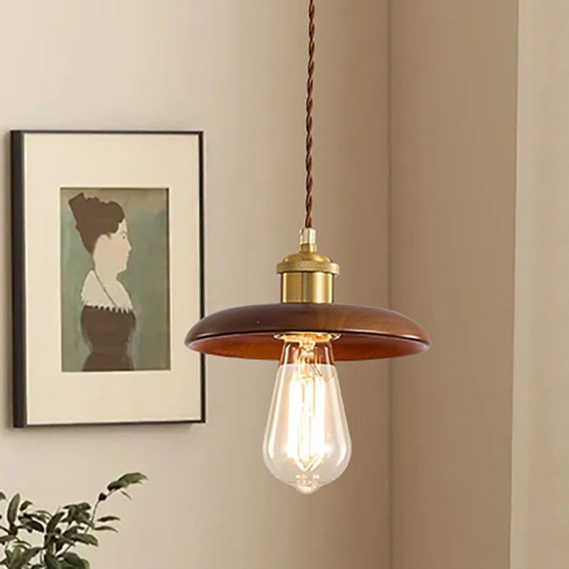 复古实木中古原木风餐厅吊灯卧室床头灯壁灯胡桃餐桌吧台新款灯具