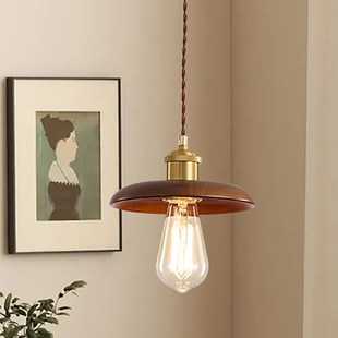 复古实木中古原木风餐厅吊灯卧室床头灯壁灯胡桃餐桌吧台新款 灯具