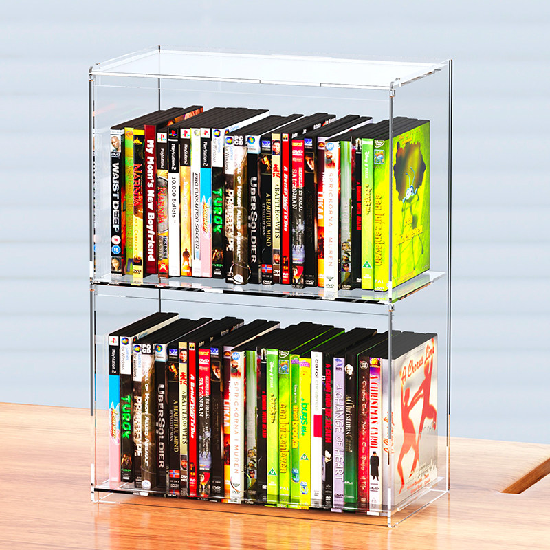 亚克力dvd展示柜摆放光盘碟片整理架防尘CD收藏盒透明专辑收纳盒