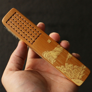 十几年老玉竹东阳名家王雷本工纯手工精工留青雕刻文玩刷子竹雕