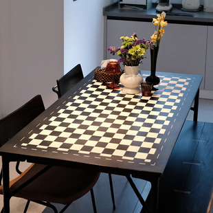 棋盘格皮革餐桌垫复古桌布防水防油免洗轻奢高级感桌面茶几保护垫
