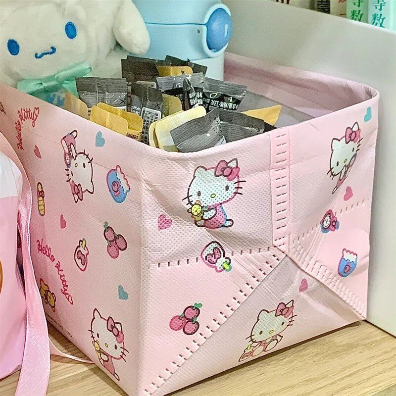 哈喽凯蒂猫桌面收纳办公室学生宿舍儿童房书本置物箱化妆品储物筐