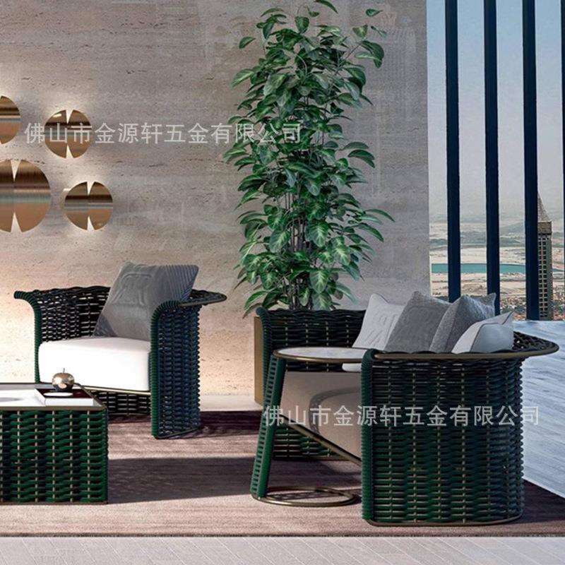 休闲北欧藤编子沙发设计师组合户外庭院家具露台藤椅露天组合卡座