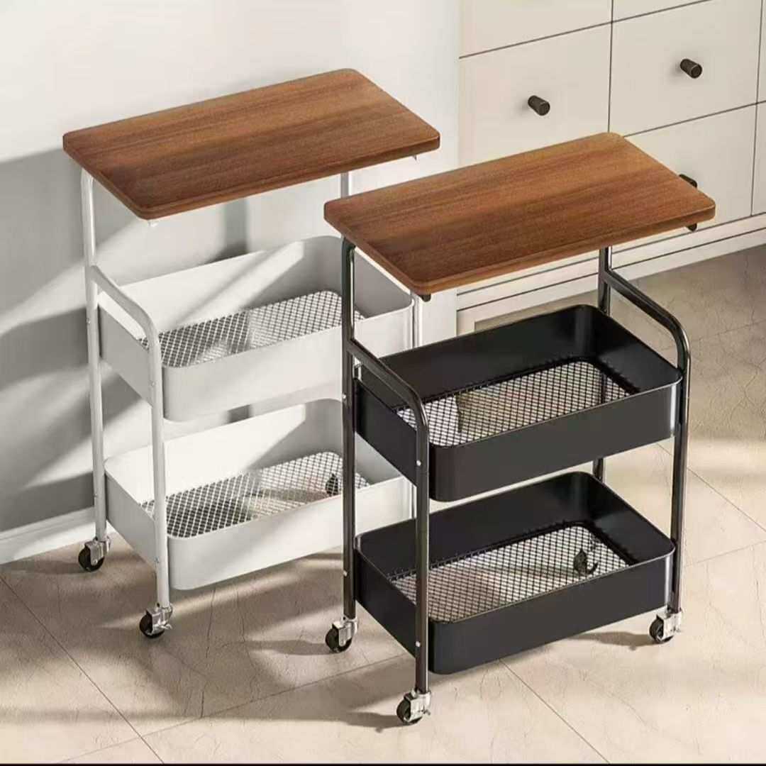 可移动双层茶几小推车边几客厅沙发收纳带轮茶桌卧室置物架小桌子