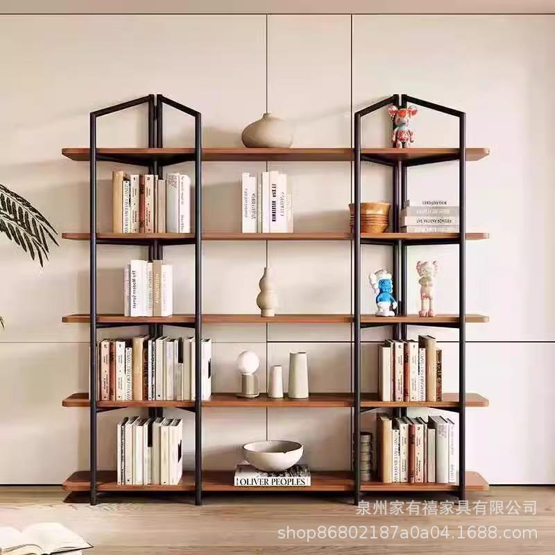 现代简约实木落地书架客厅办公置物隔断储物架家用物品收纳展示架