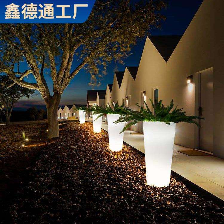 高脚花盆花坛造景太阳能装饰灯商场美陈led景观灯小区落地氛围灯