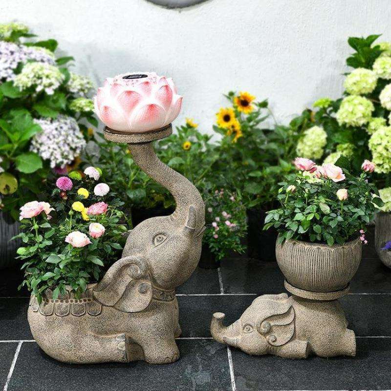 户外大象花盆中式庭院花园院子别墅阳台造景布置景观盆景装饰摆件