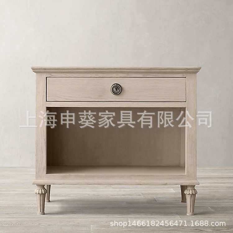 美式乡村实木美式简约储物收纳床头柜斗柜卧室家用别墅样板房家具