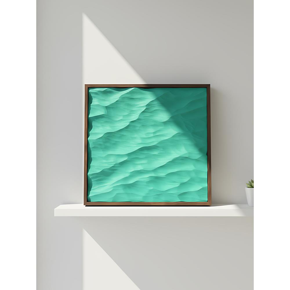 手工木雕刻海浪水波纹装饰画椴木块带框厚木板方形大尺寸材料