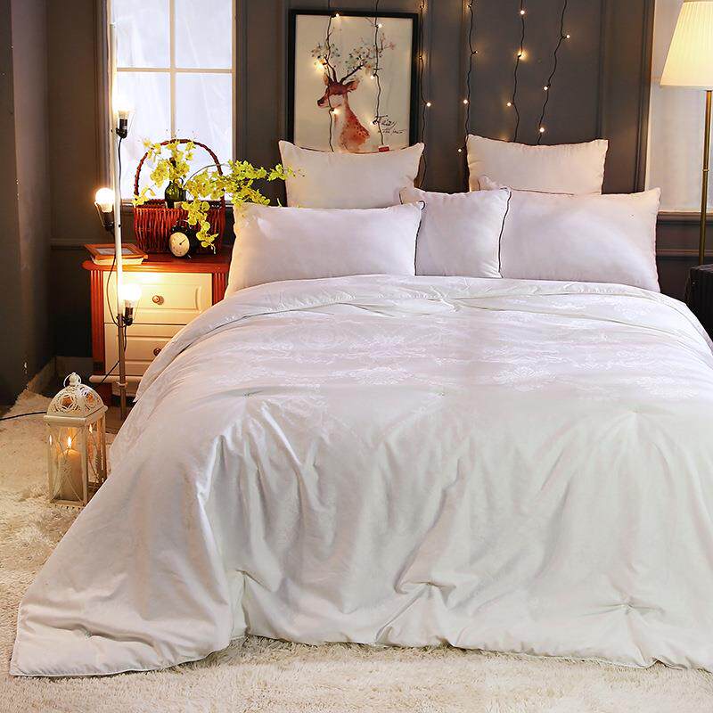 【纯桑蚕丝被长丝填充】全棉60贡缎提花夏凉被双人春秋被冬被加厚