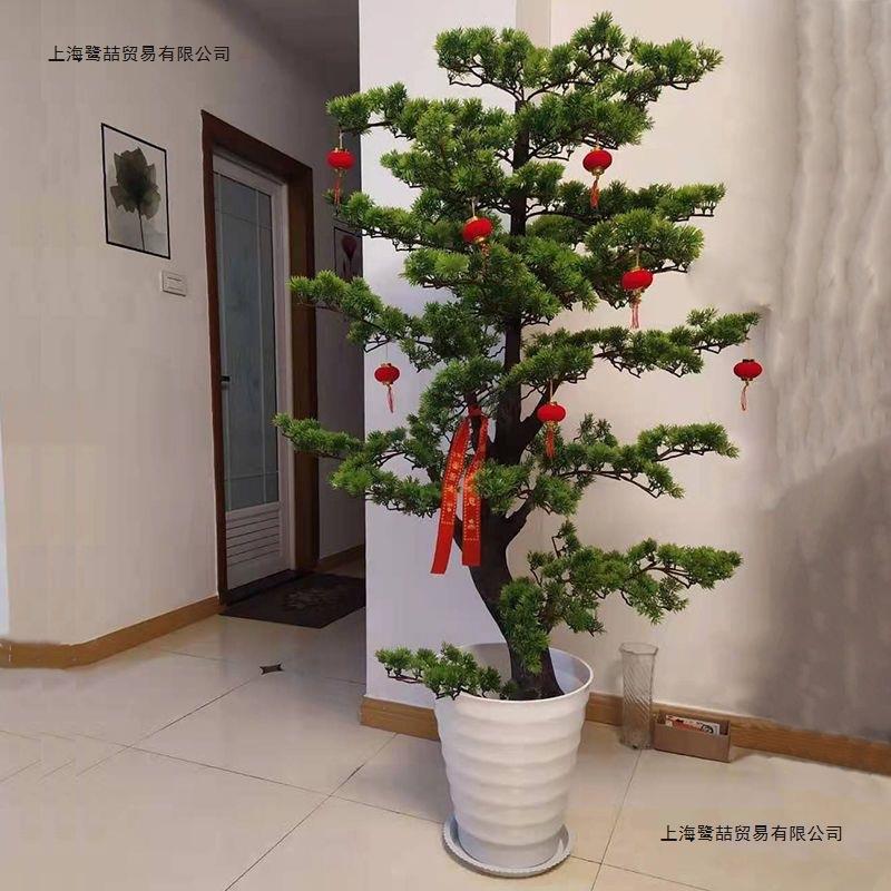 仿真迎客松盆景摆件假树罗汉松树塑料花盆栽植物室内装饰花艺摆件
