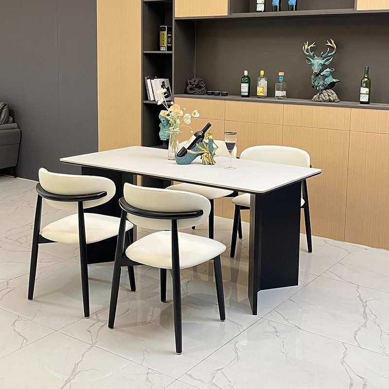 佛山餐桌实木哑光长方形岩板家具现代简约家用子凳子椅子岩板餐桌