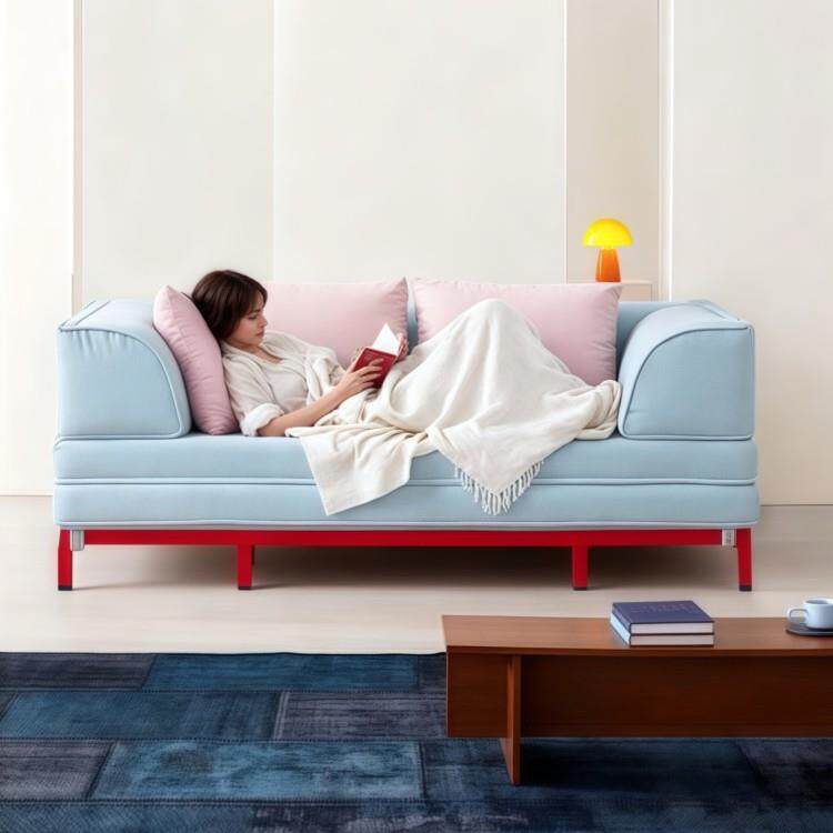 小户型折叠两用沙发床多功能伸缩抽拉床客厅多人布艺懒人高脚沙发