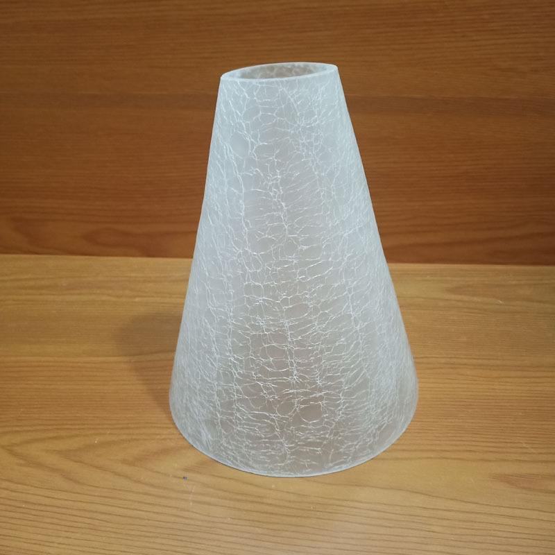 餐厅吊灯玻璃灯罩配件喇叭形状锥形冰花纹灯罩3头吊线吊灯灯罩E27