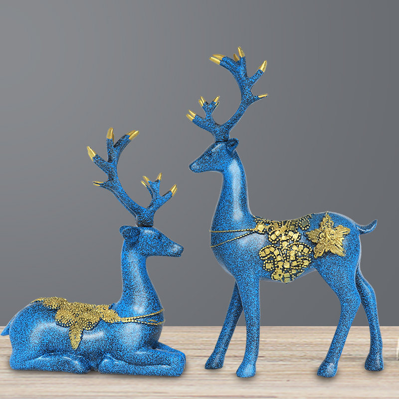 欧式复古奢华房间酒柜客厅玄关装饰品鹿摆件家居创意生日结婚礼物