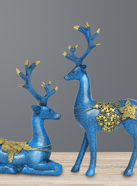 欧式复古奢华房间酒柜客厅玄关装饰品鹿摆件家居创意生日结婚礼物