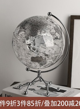 创意轻奢高档透明地球仪办公桌面摆件家居客厅电视柜书房装饰摆设