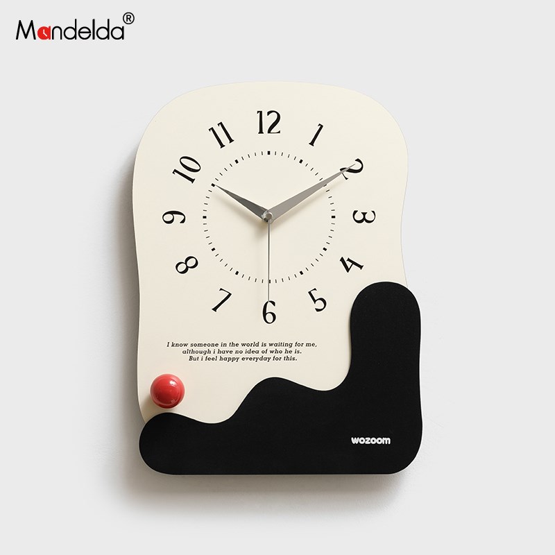 mandelda2024新款现代简约免打孔网红钟表挂钟客厅创意时钟装饰墙
