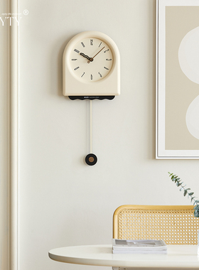 TEBOYTY免打孔法式奶油风钟表挂钟客厅现代简约大气装饰时钟挂墙