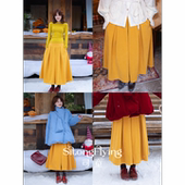 司童 直筒休闲宽松 高腰七分阔腿裤 南瓜黄阔腿裙裤 女慵懒风冬新款