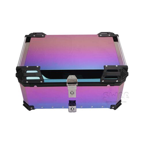 炫彩新款后备箱镀彩镭射45L-100L电镀摩托车不锈钢镜面后尾箱
