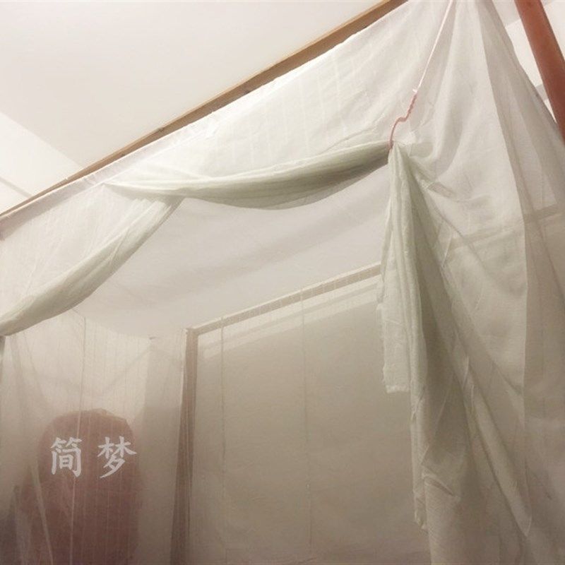 龙凤双线加高特密棉纱蚊帐穿竹绑绳方顶老式单门传统学生宿舍蚊帐