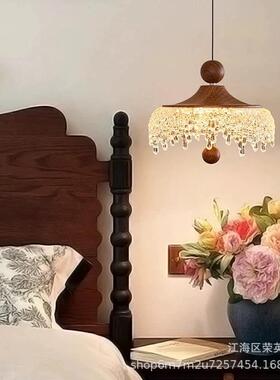 中桌古风卧室床头28424吊灯可升降水复古木胡滴桃色法式餐过道玄