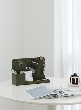 墨绿色收纳盒桌面功能多收纳铁盘i514n风艺文具盒北欧轻奢创意s托