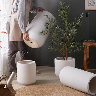 简约新款陶瓷花盆高大TVA口径透气特大号用室内外绿植盆栽实花深
