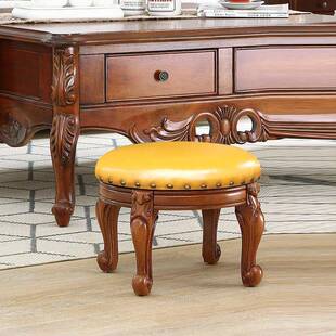 直供矮实木换凳客厅鞋沙凳发茶几凳矮款不转旋子欧式皮质椅转圆凳