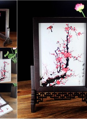 中国风复古屏风摆件 迷你台屏活动式相框餐牌架 茶具拍摄装饰道具