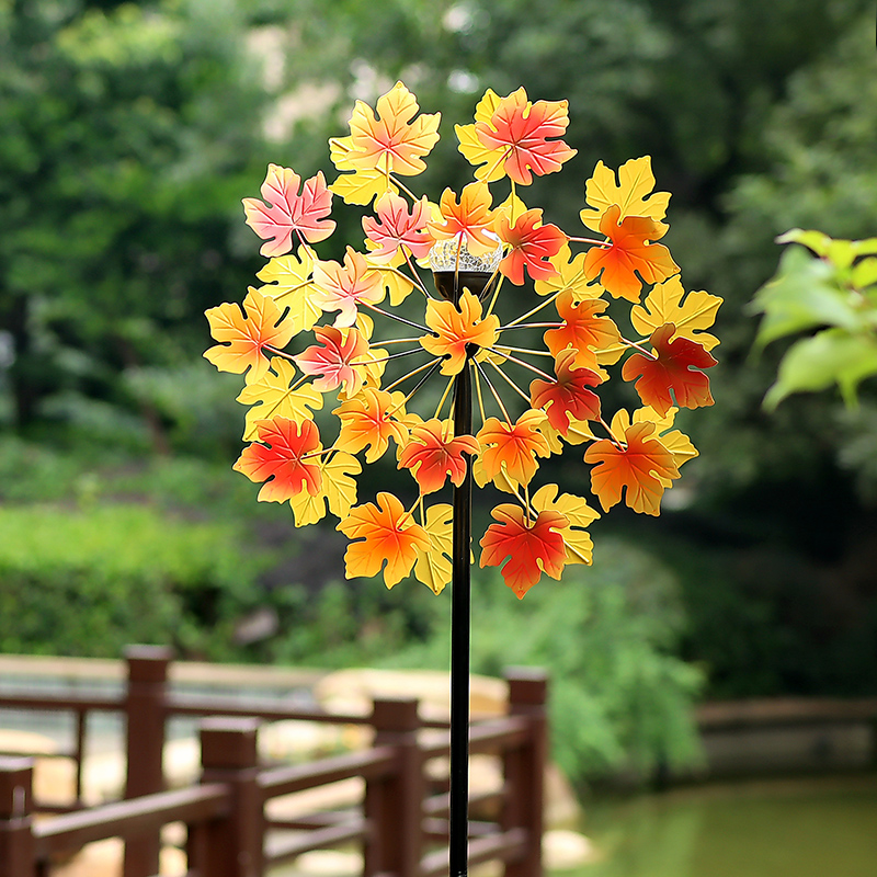 太阳能铁艺风车户外花园装饰旋转庭院别墅露台民宿创意造景摆件