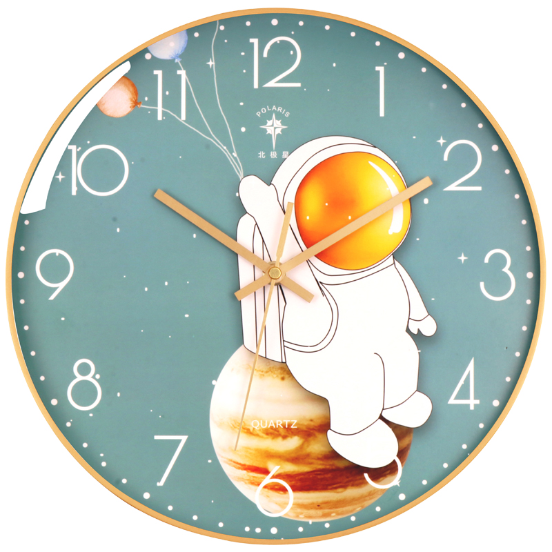 北极星儿童房挂式卡通静音挂钟客厅家用卧室钟表挂墙免打孔时钟
