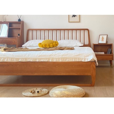 白蜡木全实木民宿135cmx190cm宽的150法式复古中古风120x200婚床