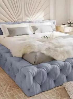 式轻奢拉扣22246奶油风布床主卧床落欧地床双人床床榻艺榻米婚床