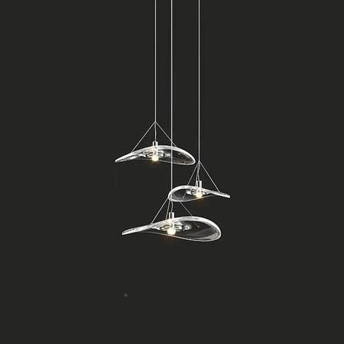 意大利玻璃荷叶灯酒店堂餐厅楼碟梯吊氛围护眼大飞长条HY-01吊线