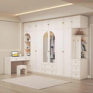 妆轻yhu奢奶油体风法式衣柜书TGF桌一组合白色转角台大衣橱