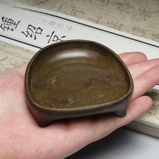 歙砚足老黄坑鱼风字砚三砚掌中宝小巧把玩砚端砚子抄经砚374小楷