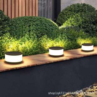 太阳能柱头灯户外接电款庭院灯现代别墅围墙灯花园围栏圆形柱子灯