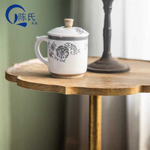 法式复古做旧网红花瓣茶桌子金属阳台公寓小型茶几边几艺术感角几