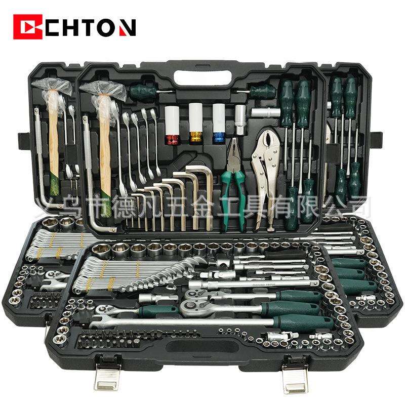 142+2件套高品质24齿亚光72齿珍珠镍扳手套筒汽修组套工具套装