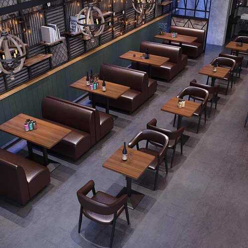 A6T复古咖啡西餐厅卡座沙发酒吧清吧小吃甜品奶茶店靠墙沙发桌椅