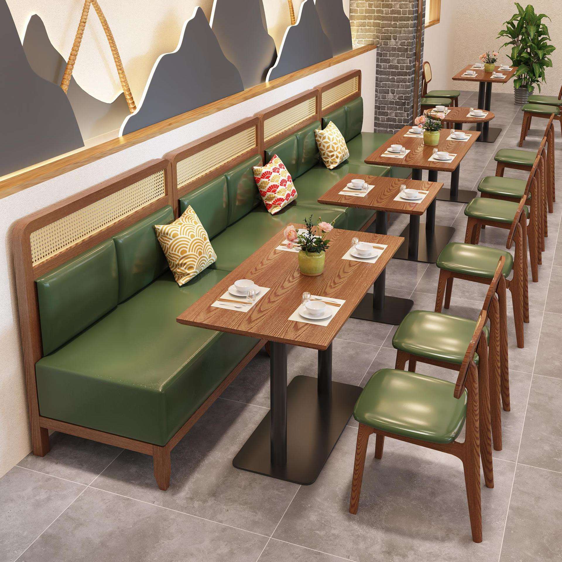 实木高档西餐厅桌椅料理店餐饮店卡座沙发港式茶餐厅桌椅组合
