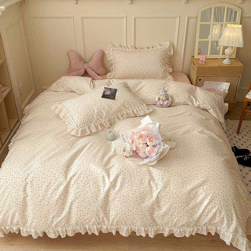 2025新款韩系小碎花双层花边款全棉四件套1.2m床单款三件套春纱,电子元器件市场,其它元器件,淘宝优惠券,粉丝福利购,淘宝优惠卷