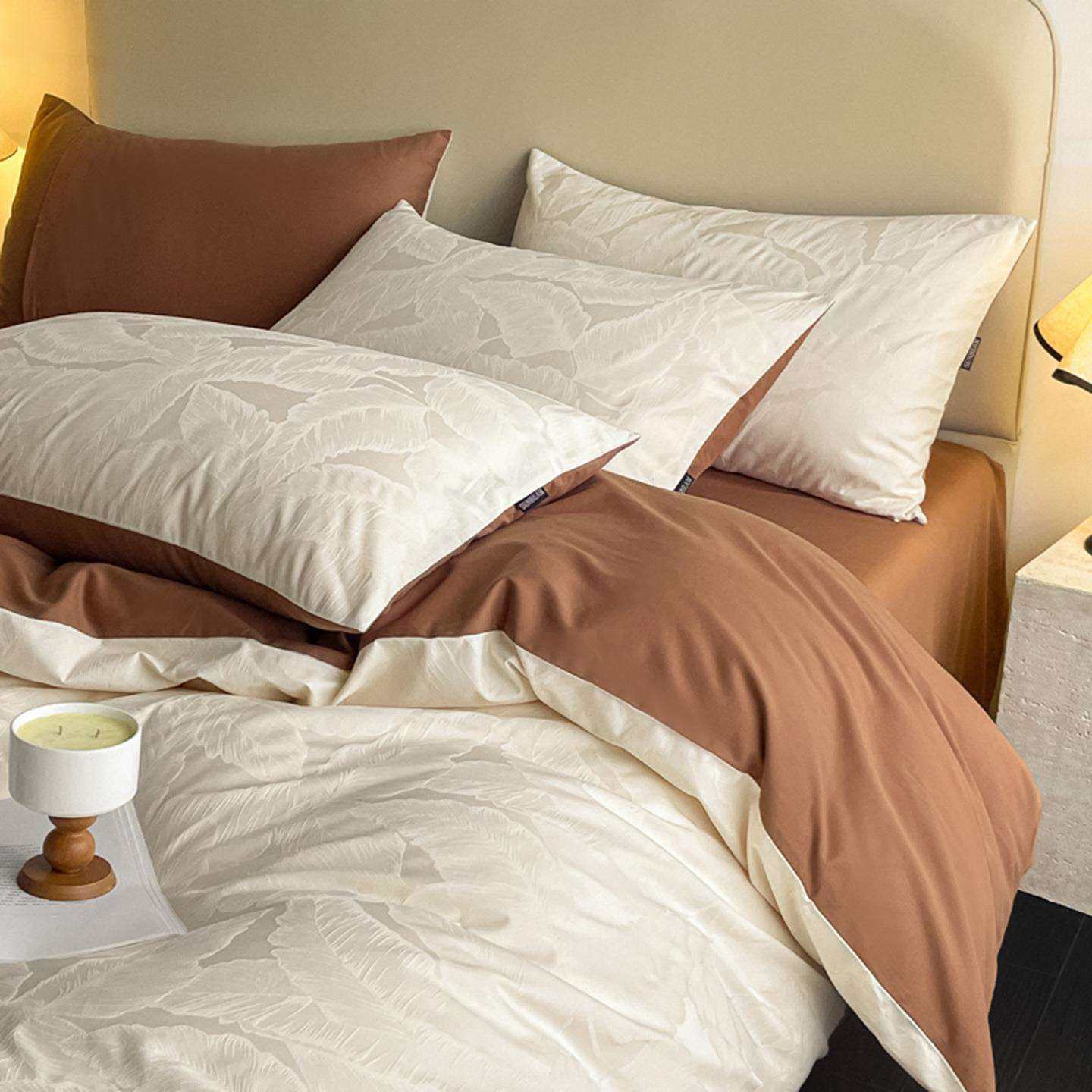 北欧风轻奢60支纯棉磨毛四件套长绒棉保暖纯色全棉提花被套,电子元器件市场,其它元器件,淘宝优惠券,粉丝福利购,淘宝优惠卷