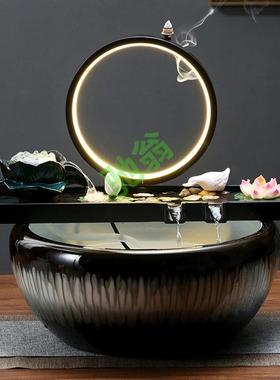 yut创意流水摆件循环陶瓷鱼缸石槽循环过滤器养鱼假山水景装饰造