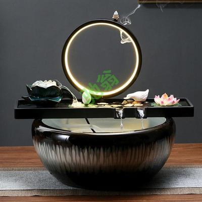 yut创意流水摆件循环陶瓷鱼缸石槽循环过滤器养鱼假山水景装饰造