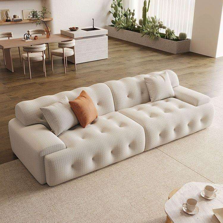 意式极简罗奇堡沙发法式奶油风布艺沙发网红直排三人位客厅小户型