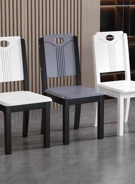 实木椅子餐椅家用凳子靠背椅中式简约白色酒店餐厅吃饭餐桌椅E18
